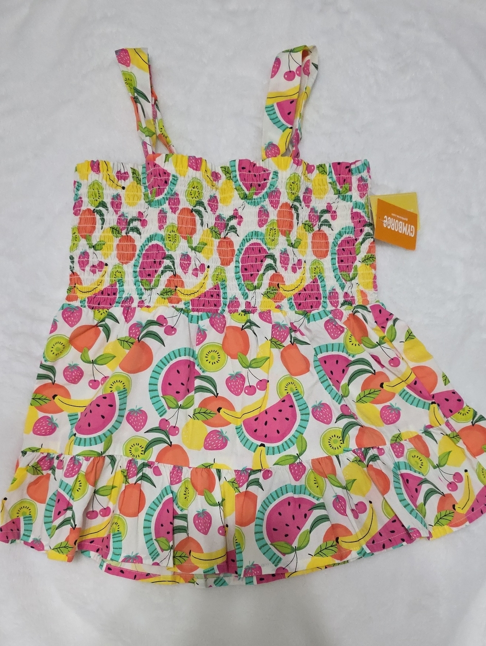Gymboree Pink Festive Fruit Smocked Peplum Top